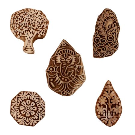 Set of 5 Piece New Mix Wooden Printing Blocks